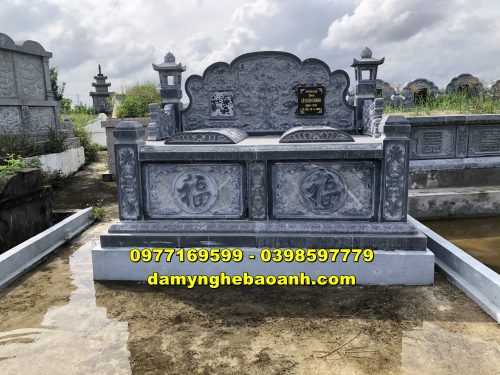 mẫu mộ bành đôi bằng đá xanh tự nhiên bán tại kiên giang